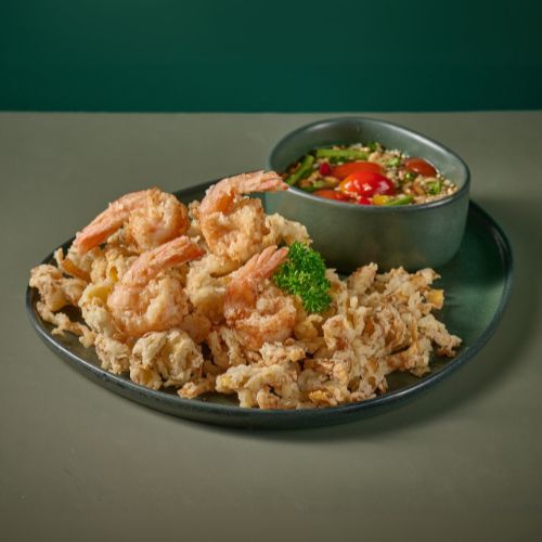 Spicy Crispy Banana Blossom Salad With Prawns
